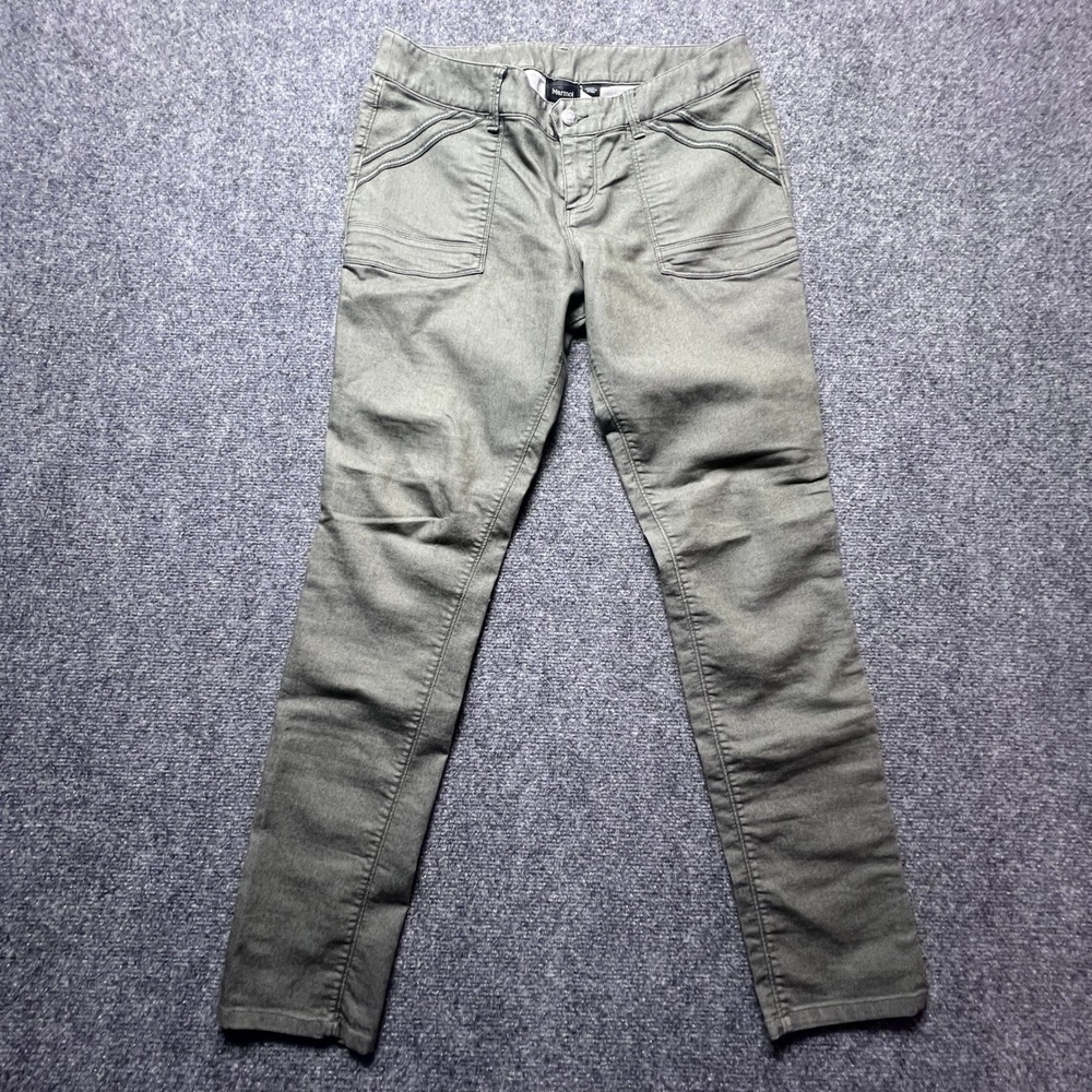 Marmot Annika Pants Women's 10 Olive Green Hiking Outdoor Straight Leg 148800